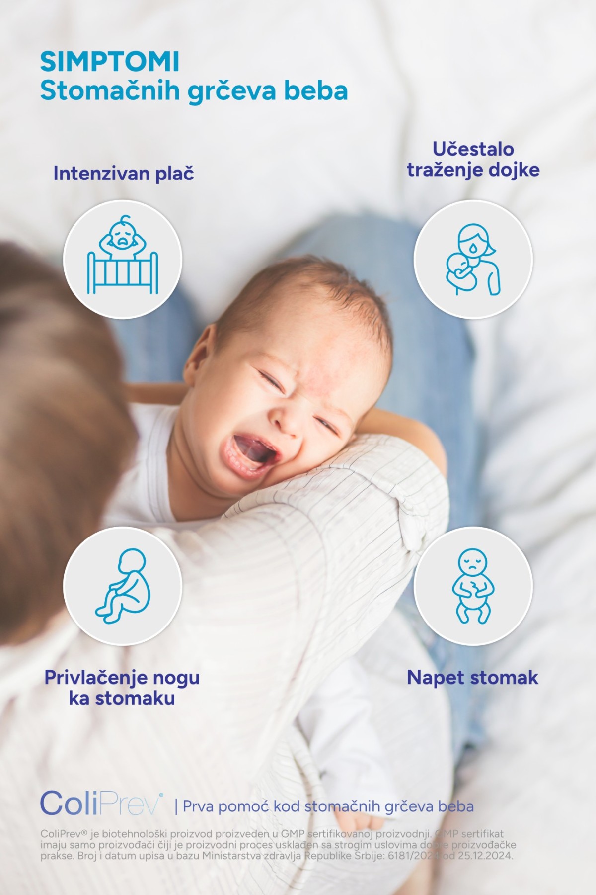 Simptomi stomačnih grčeva beba